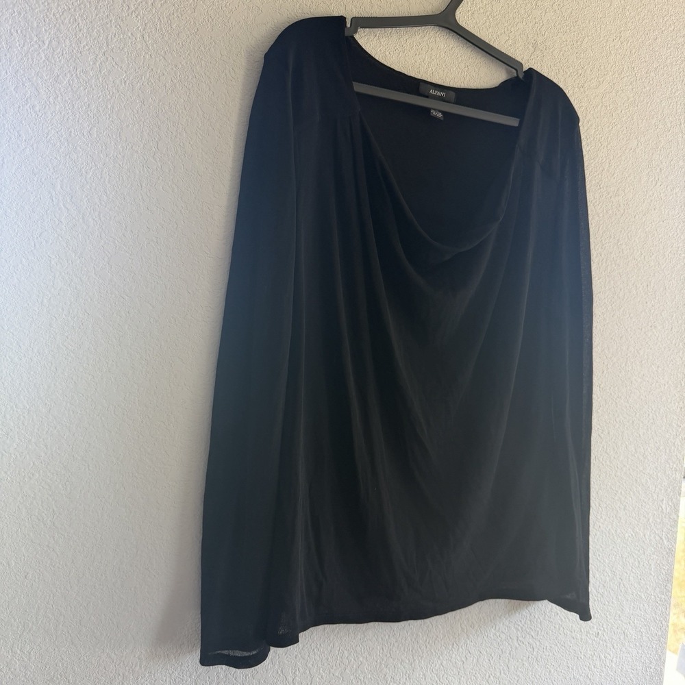 Alfani Long Sleeve Semi Sheer Bodice Blouse Sheer Sleeves Size XL Whimsygoth Y2K